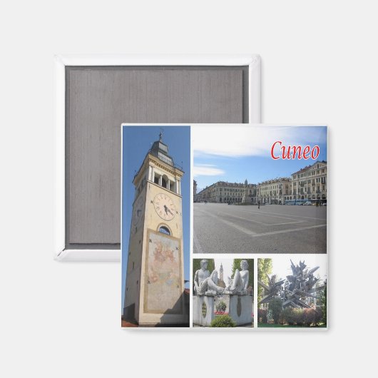 PMT024 CUNEO Mosaic, Piemont, Italien, Kühlschrank Magnet (Vorderseite/Rückseite)