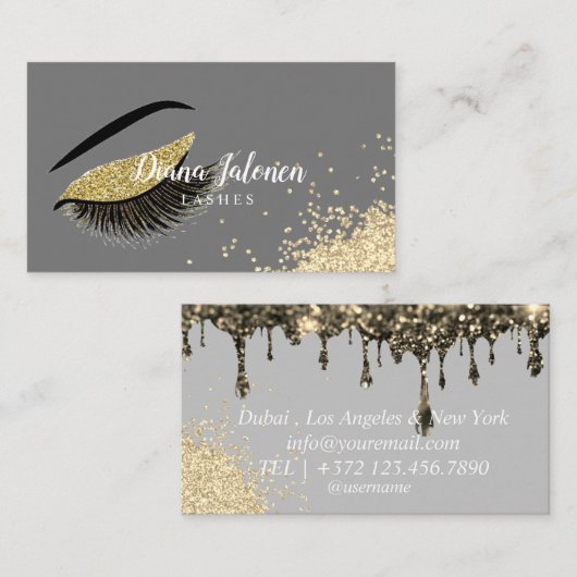 PMU Microblading Artist Sparkling Silver Gold Visitenkarte (Vorne/Hinten)