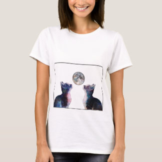PN 38 Katzen Blick auf Mond T-Shirt