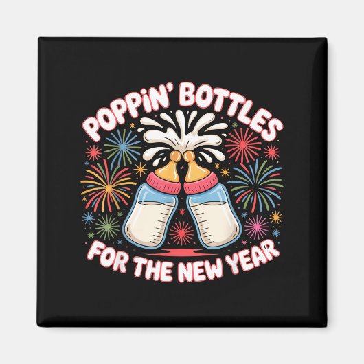 Pn Bottles For The New Year Funny Baby Milk Toast Magnet (Vorne)