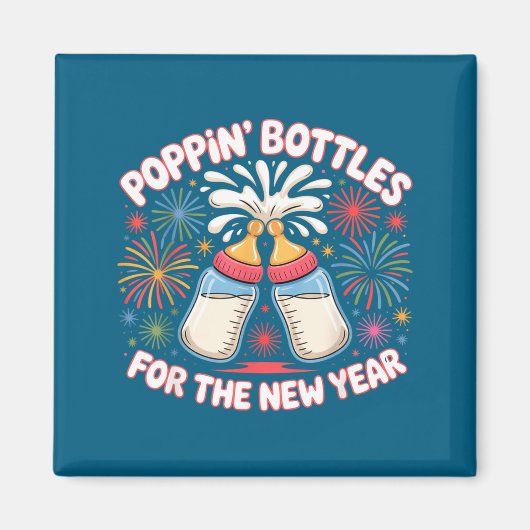 Pn Bottles For The New Year Funny Baby Milk Toast  Magnet (Vorne)