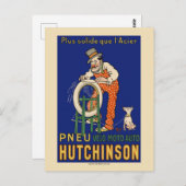 Pneu Hutchinson Vintage Poster 1910er Postkarte (Vorne/Hinten)