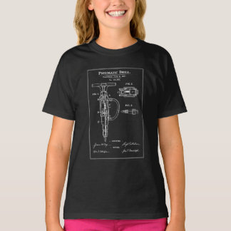 Pneumatic Drill Blueprint Patent T-Shirt