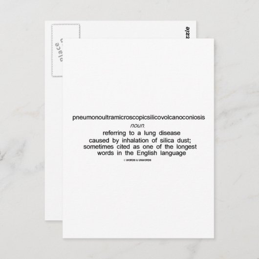 Pneumonoultramikroskopische Silicovulcanokoniose Postkarte (Vorne/Hinten)