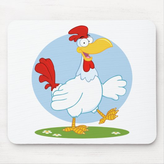 png_white-chicken CARTOON HEN CHICKEN FARM ANIMAL Mousepad (Vorne)