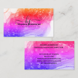 Pnk Gold Marble Agate Monogram Anfangsgeode Visitenkarte