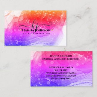 Pnk Gold Marble Agate Monogram Anfangsgeode Visitenkarte