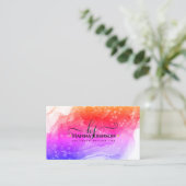 Pnk Gold Marble Agate Monogram Anfangsgeode Visitenkarte (Stehend Vorderseite)