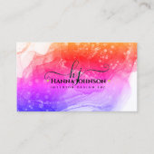 Pnk Gold Marble Agate Monogram Anfangsgeode Visitenkarte (Vorderseite)