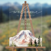 PNW Mount Rainier Wedding Begrüßung Akryllisches Z Acrylschild