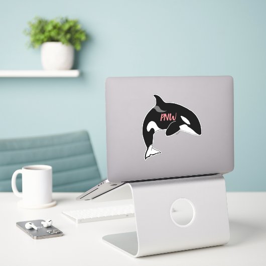 PNW Pacific Northwest Killer Whale Orca Aufkleber (Laptop auf Schreibtisch)