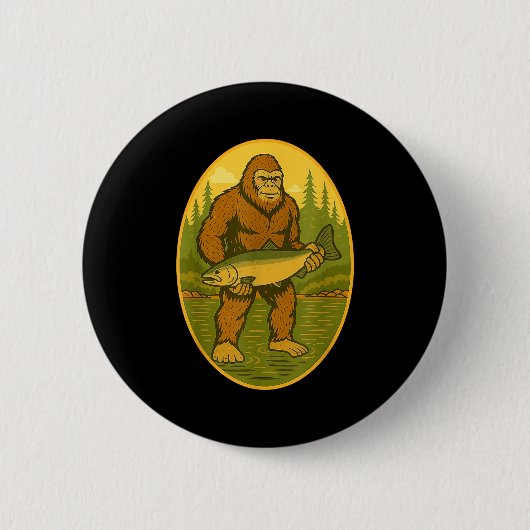 Pnw Steelhead Sasquatch Fishing Big Foot Salmon Fi Button (Vorderseite)
