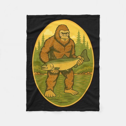 Pnw Steelhead Sasquatch Fishing Big Foot Salmon Fi Fleecedecke (Vorderseite)