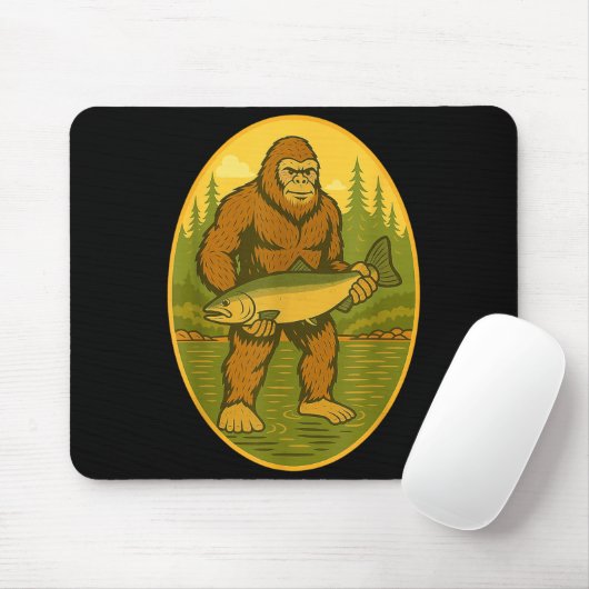 Pnw Steelhead Sasquatch Fishing Big Foot Salmon Fi Mousepad (Mit Mouse)