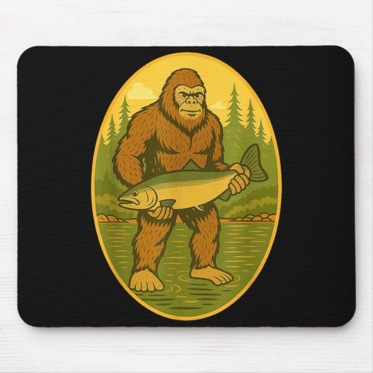 Pnw Steelhead Sasquatch Fishing Big Foot Salmon Fi Mousepad (Vorne)