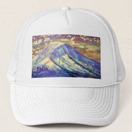 PNW White Trucker Hat - Mount Rainier Truckerkappe