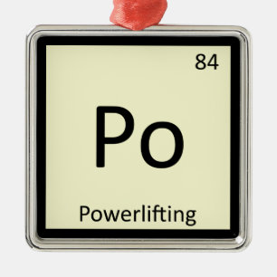 Po - Kraftdreikampf-Sportchemie Periodensystem Silbernes Ornament