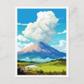 Poas Vulkan Costa Rica Vintage Abbildung Postkarte (Vorderseite)