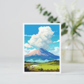 Poas Vulkan Costa Rica Vintage Abbildung Postkarte (Stehend Vorderseite)