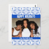 Poblanos Tile Muster CUSTOM FOTO Holiday Postkarte (Vorne/Hinten)