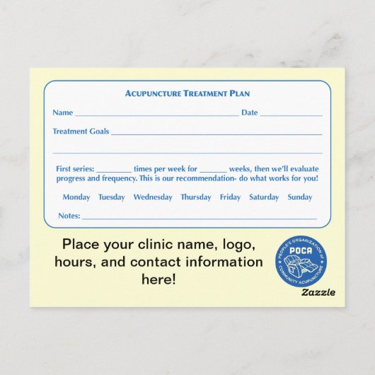 POCA-Behandlungsplan Postkarte (Rückseite)