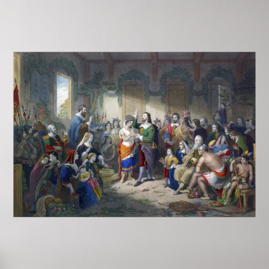 Pocahontas Ehe mit John Rolfe Henry Brueckner Poster (Vorne)