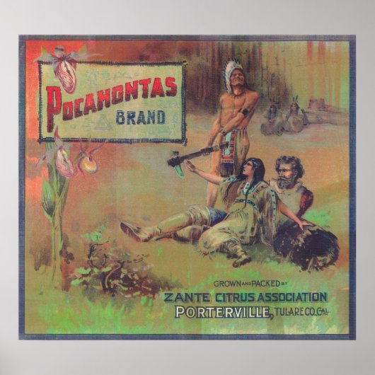 Pocahontas Orange LabelPorterville, CA Poster (Vorne)
