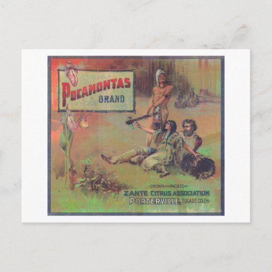 Pocahontas Orange LabelPorterville, CA Postkarte (Vorderseite)