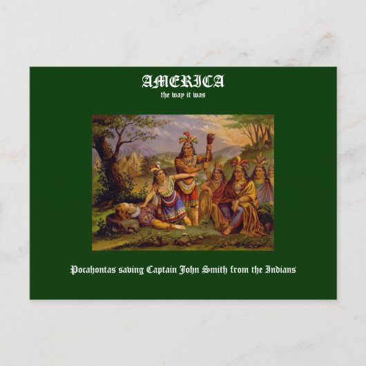 Pocahontas rettete Captain John Smith Postkarte (Vorderseite)