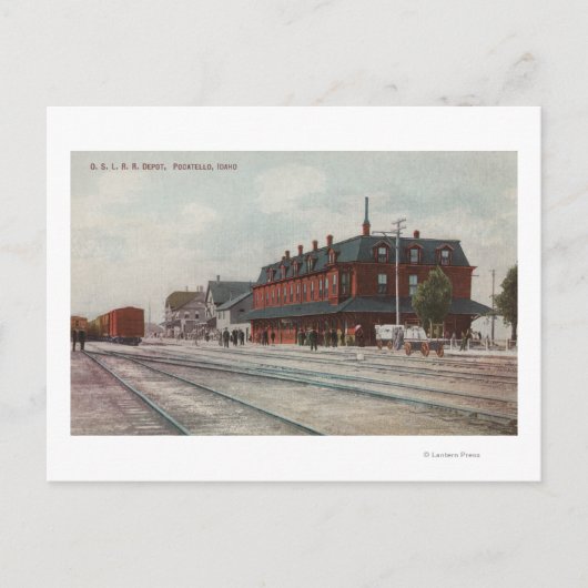 Pocatello, Ausweis - Züge und Personen rund um den Postkarte (Vorderseite)