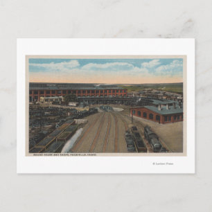 Pocatello, ID - Bahndepot Round House & Postkarte