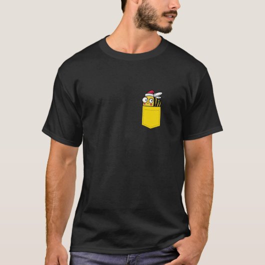 Pocket Bee Weihnachtsmannmütze Xmas Beekeeper Funn T-Shirt (Vorderseite)