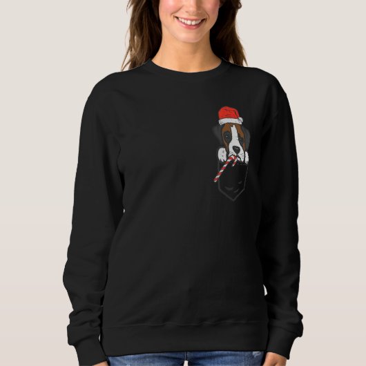 Pocket Boxer Santa Dog Christmas Xmas Men Women Sweatshirt (Vorderseite)