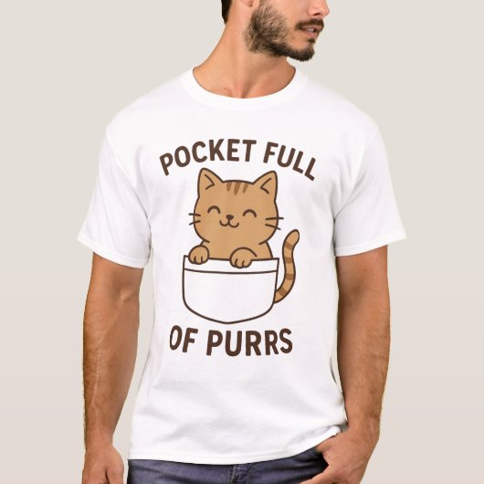 Pocket Cat Design - Tasche mit reinem T-Shirt (Vorderseite)