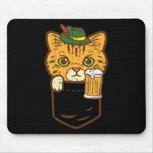 Pocket Cat Oktober Party Hat Bavarian Kitten Germa Mousepad