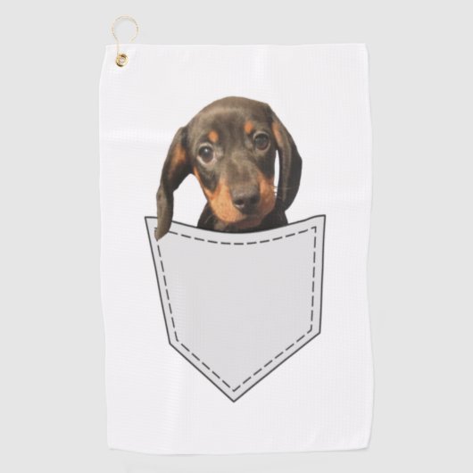 Pocket Dog Dackel Golfhandtuch (Vorderseite)
