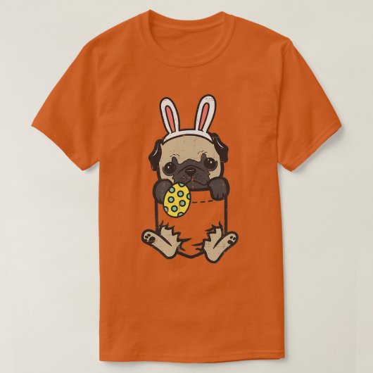 Pocket Easter Mops Feet Bunny Dog Lover Eigentümer T-Shirt (Design vorne)