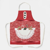 Pocket gefüllt mit Xmas Red Glitzer Metallic Mrs. Schürze (Vorderseite)