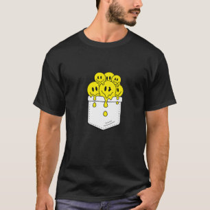 Pocket gelbes Lächeln Gesichter Melting glückliche T-Shirt