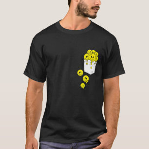 Pocket gelbes Lächeln Gesichter Melting glückliche T-Shirt