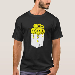 Pocket gelbes Lächeln Gesichter Melting glückliche T-Shirt