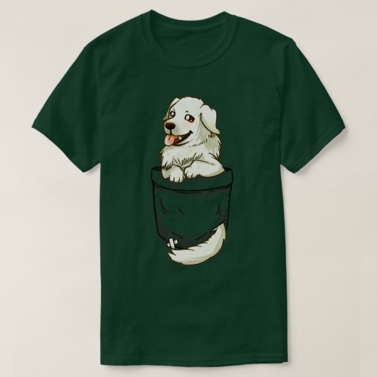 Pocket Great Pyrenäen Hund T-Shirt (Design vorne)