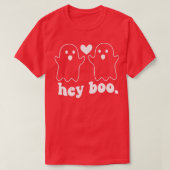 Pocket Hey Boo Ghost Couple Spooky Season Funny Ha T-Shirt (Design vorne)