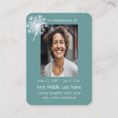 Pocket Keepake Erinnerung Königin Anne Lace Blume Visitenkarte (Rückseite)