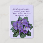 Pocket Keepake Memorial African Violet Lila Visitenkarte (Vorderseite)