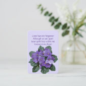 Pocket Keepake Memorial African Violet Lila Visitenkarte (Stehend Vorderseite)