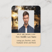 Pocket Keepake Memorial Morning Sunshine Pferde Visitenkarte (Rückseite)