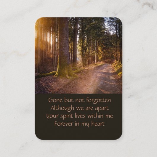 Pocket Keepake Memorial Nature Path Treil Trees Visitenkarte (Vorderseite)