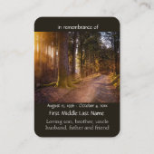 Pocket Keepake Memorial Nature Path Treil Trees Visitenkarte (Rückseite)