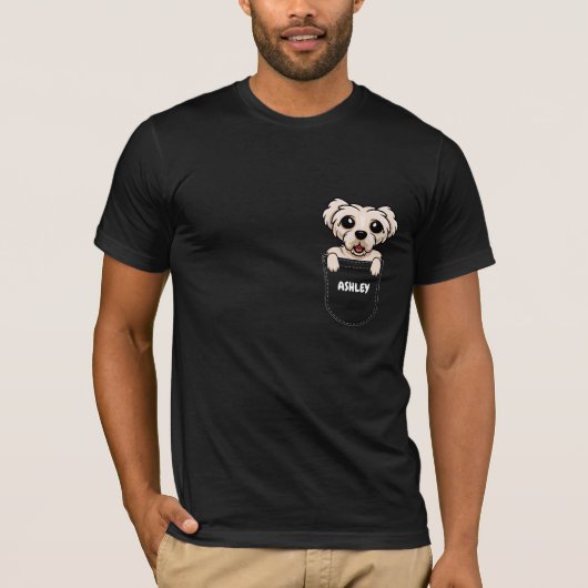 Pocket Malteser niedlicher Hund T-Shirt (Vorderseite)